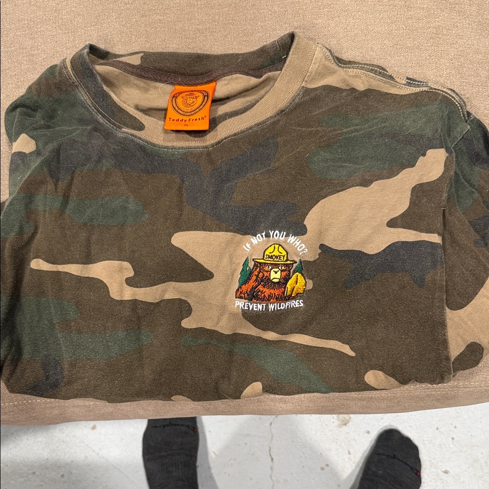 Teddy Fresh Smokey the Bear Long Sleeve Camo Shirt